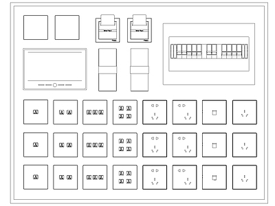 现代开关插座 配电箱 弱电箱 施工图