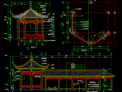 仿古建休闲亭廊 施工图