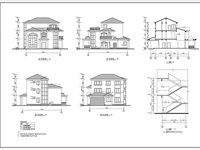别墅建筑设计详情图纸 施工图