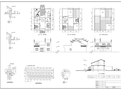 新农村别墅徽派建筑 施工图