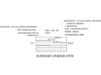 洗消间地面与普通地面大样图 施工图