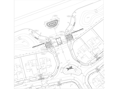 现代别墅主入口和公共空间景观平面图