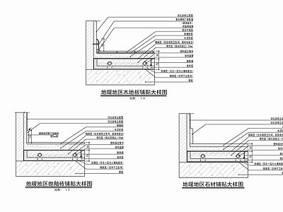 各类地面材料地暖安装铺贴施工详图 施工图