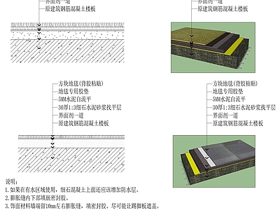 现代地面节点 地毯节点 施工图