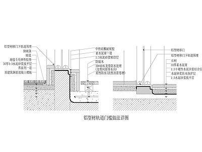 现代门节点 淋浴房 剖面 边框 玻璃节点 施工图