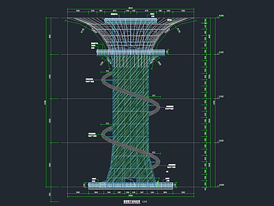 现代商业景观塔观光塔森林防火塔高塔游乐游乐塔 施工图