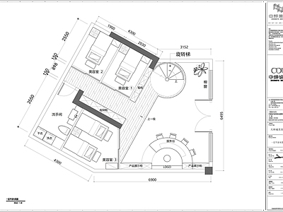 现代美容院 200平方 现代美容院 施工图