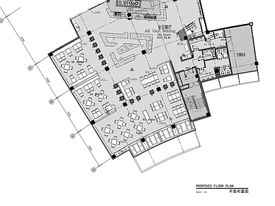 现代自助餐厅 日料餐厅 海鲜餐厅 施工图