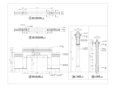现代门楼节点 消防洞详图 施工图