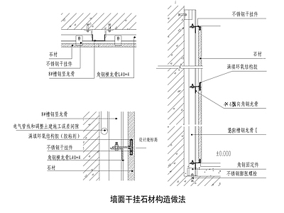 现代墙面节点 墙面干挂石材 施工图