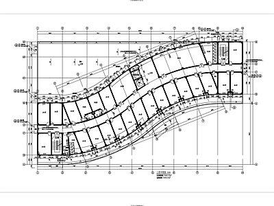 现代办公楼建筑 弧形图 施工图