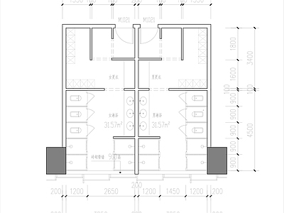 现代商业综合体 员工淋浴 员工 施工图