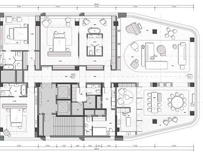 户型优化 顶级豪宅大平层室 大平层布置图 户型优化 两户打通 施工图