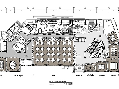 现代中餐厅 宴会厅 平面布局 施工图