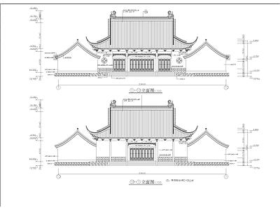 中古其他古建 寺庙 财神殿 施工图