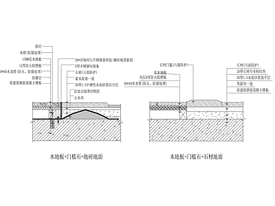 现代地面节点 地板石材地砖 施工图