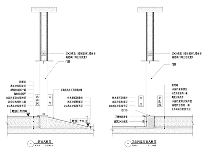 现代地面节点 斜坡大样图 台阶大样图 槛石大样图 施工图