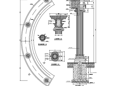法式欧式廊架节点 欧式廊柱大样图 施工图