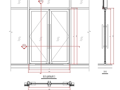 现代门节点 办公室玻璃节点 施工图