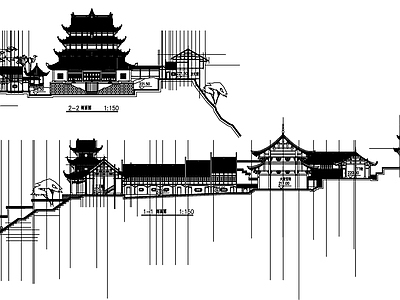 新中式中式古建 祠堂 古建大 寺庙 中式古建院子 施工图