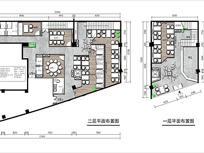 现代中餐厅 两层特色餐厅 施工图