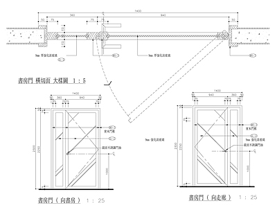 现代新中式门节点 书房玻璃详图 大样 玻璃柜节点 玻璃节点 施工图