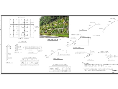 现代其他景观 挂网喷播植草大样 边坡绿化喷播植草 施工图