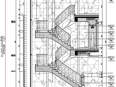 欧式楼梯节点 欧式旋转 节点大样详图 施工图