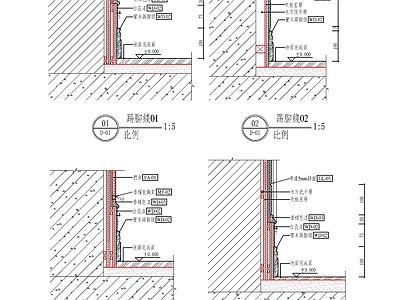 现代地面节点 贴脚线节点大样 施工图