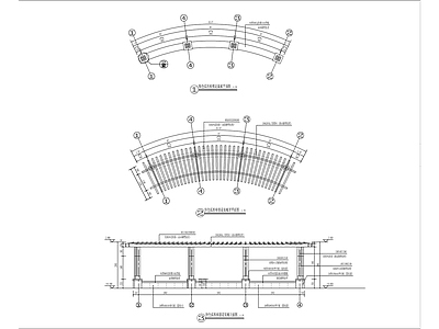 新中式廊架节点 弧形单臂架详图 施工图