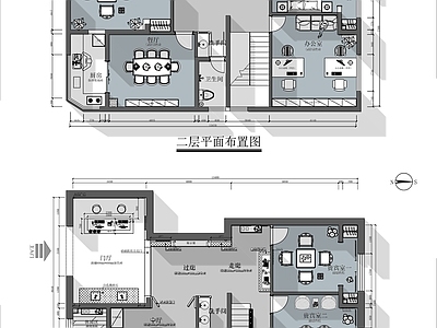 新中式茶馆 两层中式小茶楼 施工图