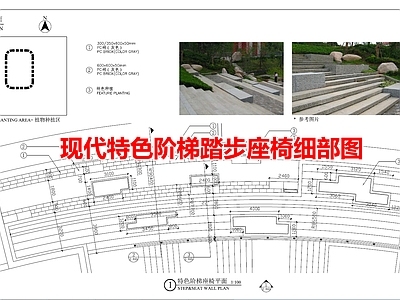 现代其他景观 现代特色阶梯踏步 施工图