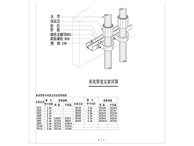 暖通节点 垂直管道支架详图 施工图