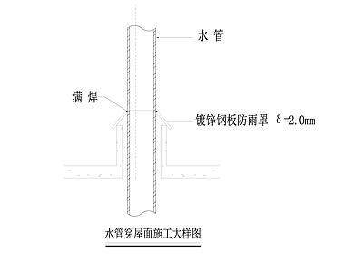 暖通节点 水管穿屋面 施工图