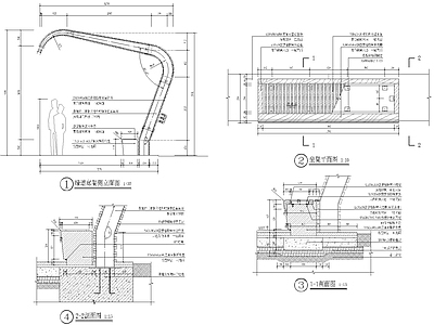 现代廊架节点 绿道廊架 施工图