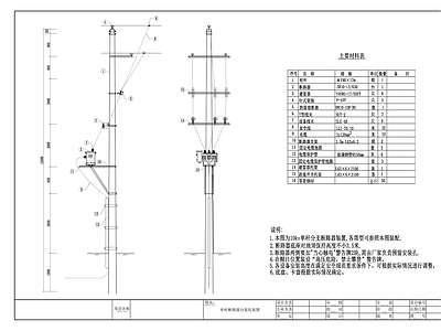 电气节点 高压 电杆 施工图