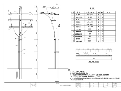 电气节点 电杆 高压 施工图