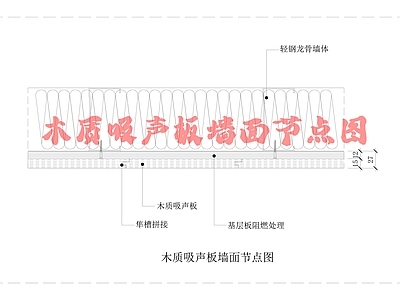 现代墙面节点 木质吸声板墙面 施工图