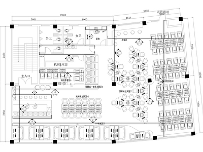 现代网吧 390平方网咖 施工图