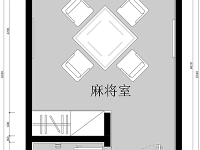 工装平面图 麻将室 麻将房 茶室 多功能室 施工图