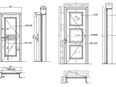 现代欧式门节点 边框 大样 剖面 详图 家装节点 施工图