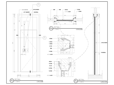 现代门节点 实木节点 施工图