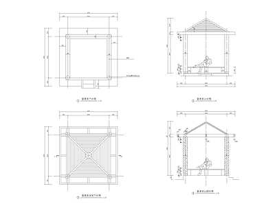 其他亭子节点 四角亭 凉亭 施工图