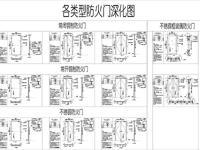 现代门节点 各类型防火深化 消防 防火 消火栓 大样 施工图