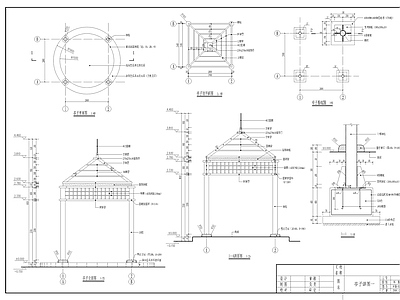 现代工业亭子节点 凉亭 钢亭大样图 施工图