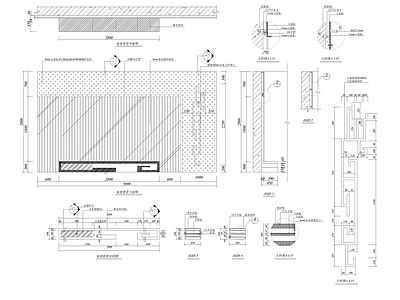 现代墙面节点 电视背景详图 施工图