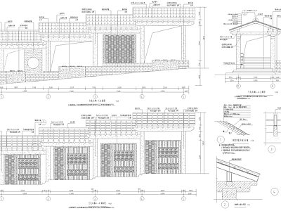 现代新中式廊架节点 台地景观双坡长廊 文化宣传长廊 施工图