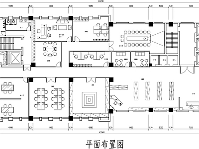 现代整体办公空间 办公空间平面图 办公展览室平面图 展览办公室平面图 施工图