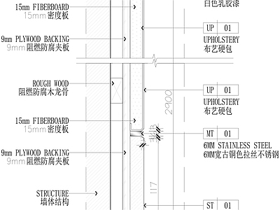 现代墙面节点 石材踢脚硬包节点 施工图