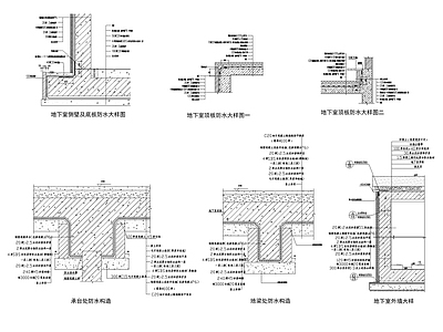 现代地面节点 地下室防水构造 施工图